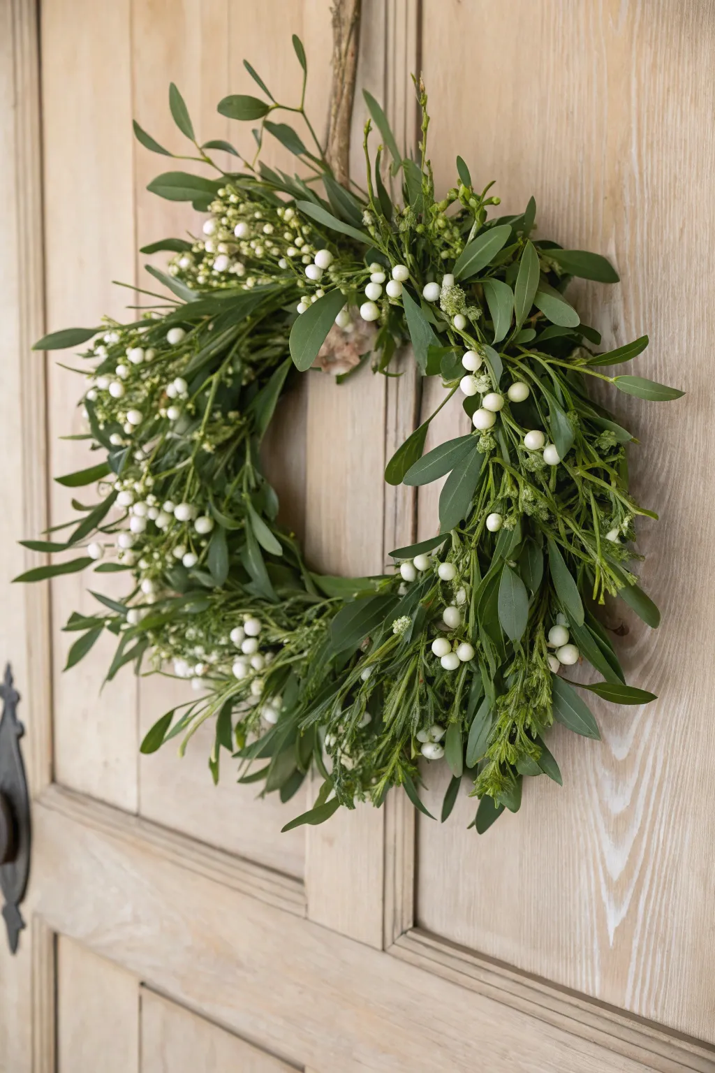 Welcome the season with a handcrafted mistletoe wreath, where simplicity meets natural elegance.