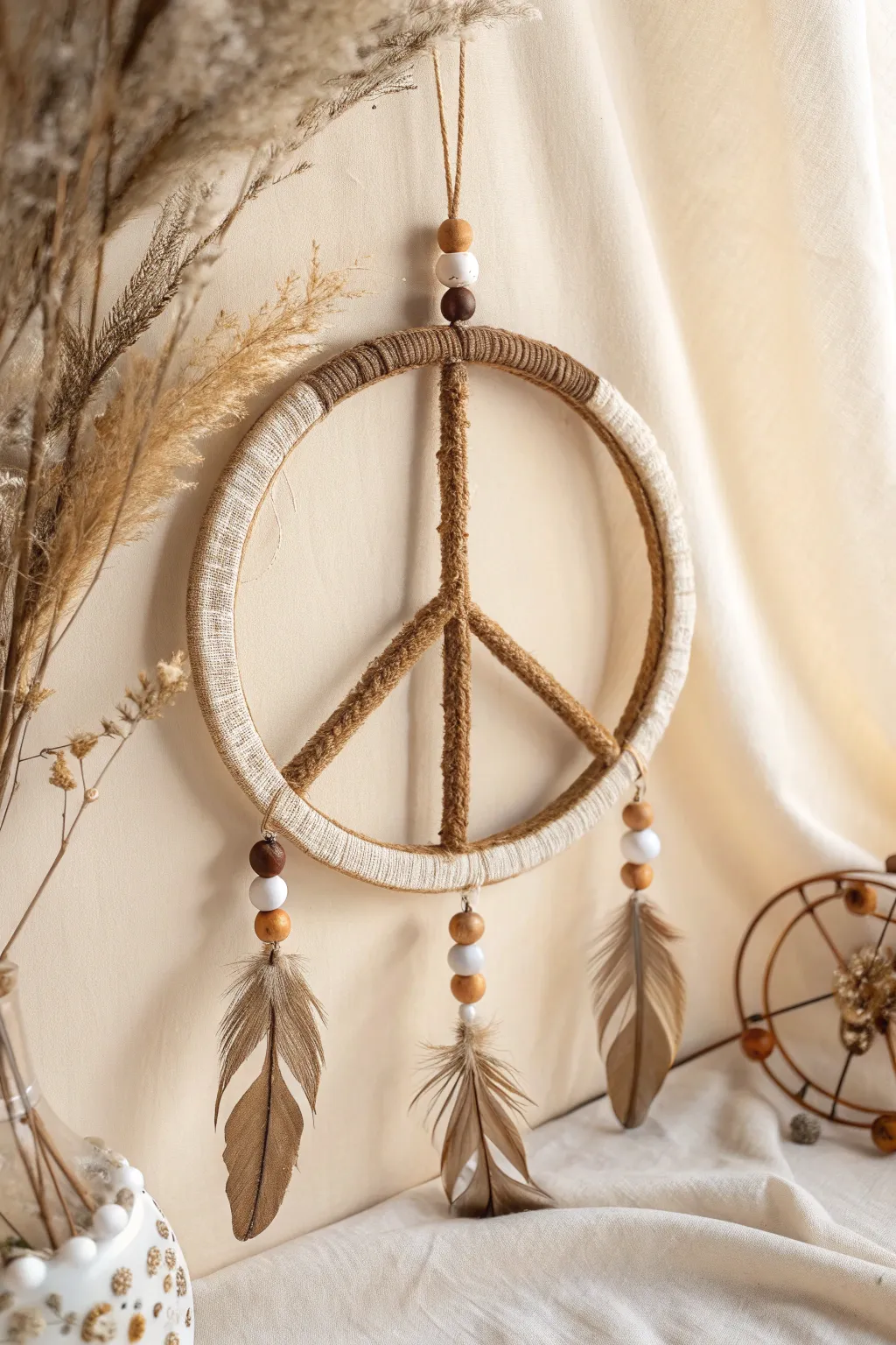 Embrace tranquility with this handcrafted peace symbol, a perfect blend of minimalist elegance and bohemian charm.