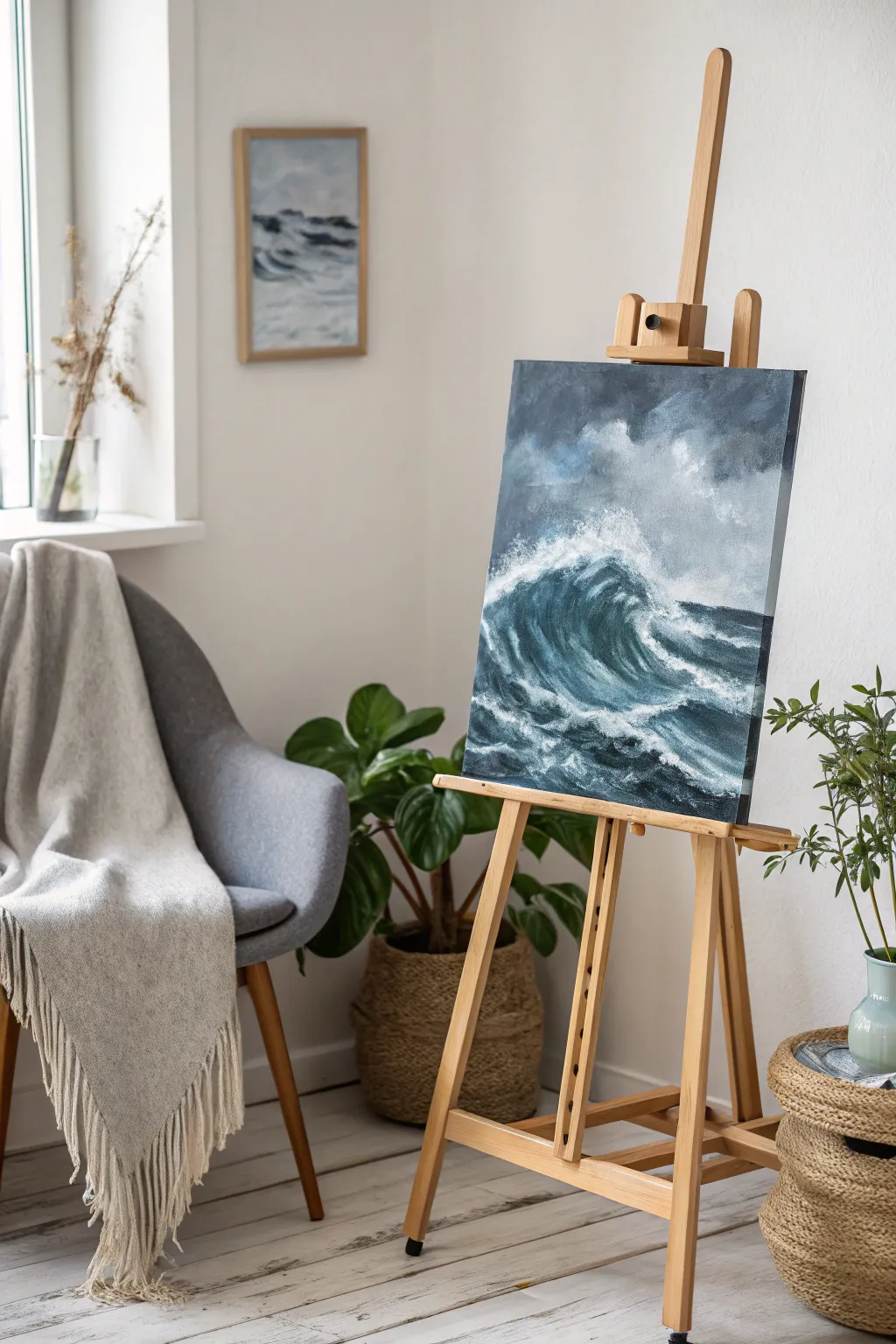 Dive into the drama of a stormy sea with this minimalist monochromatic masterpiece. 🌊✨