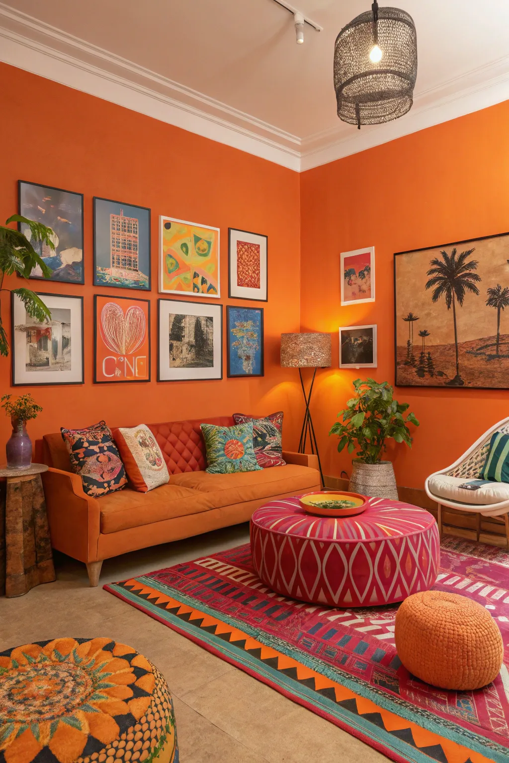 An energetic orange oasis that inspires creativity and vibrancy.
