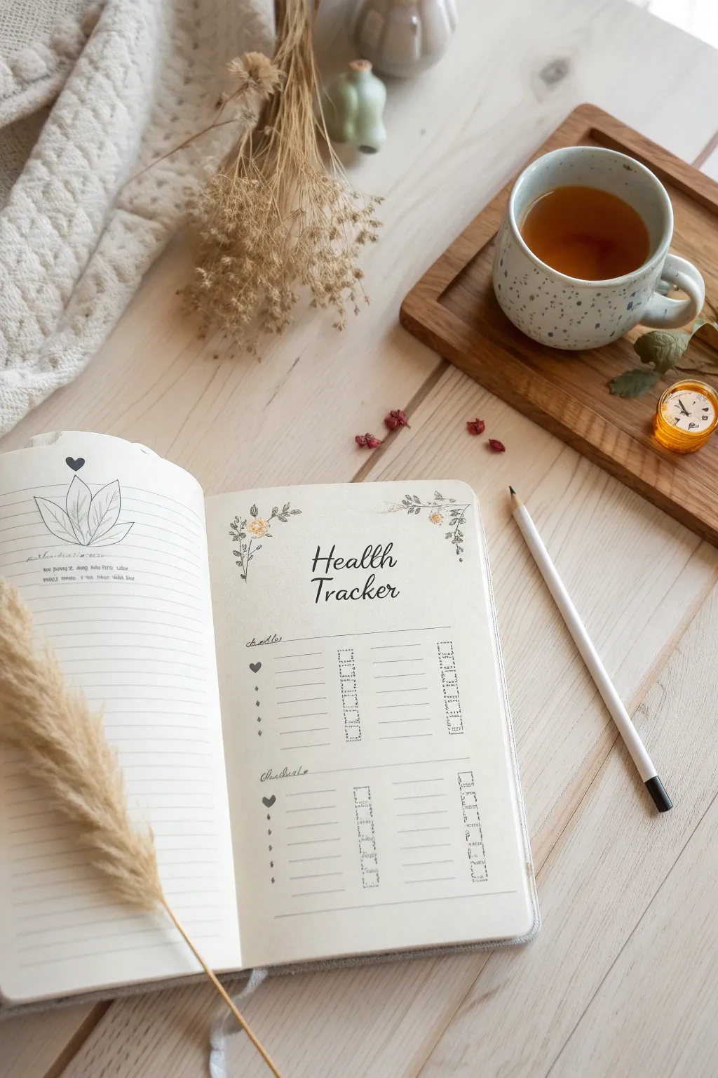 Embrace simplicity and mindfulness with a beautifully crafted health tracker journal. #WellnessJourney #MinimalistLiving