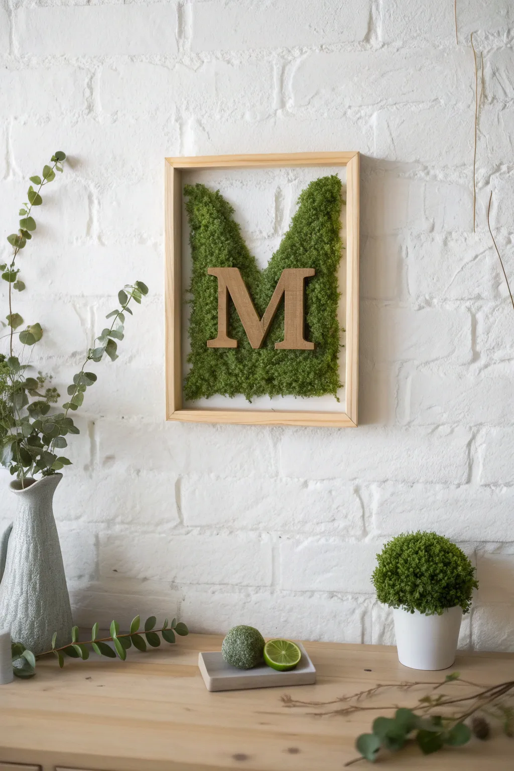 Elevate your space with the natural charm of moss monogram art—where simplicity meets elegance.