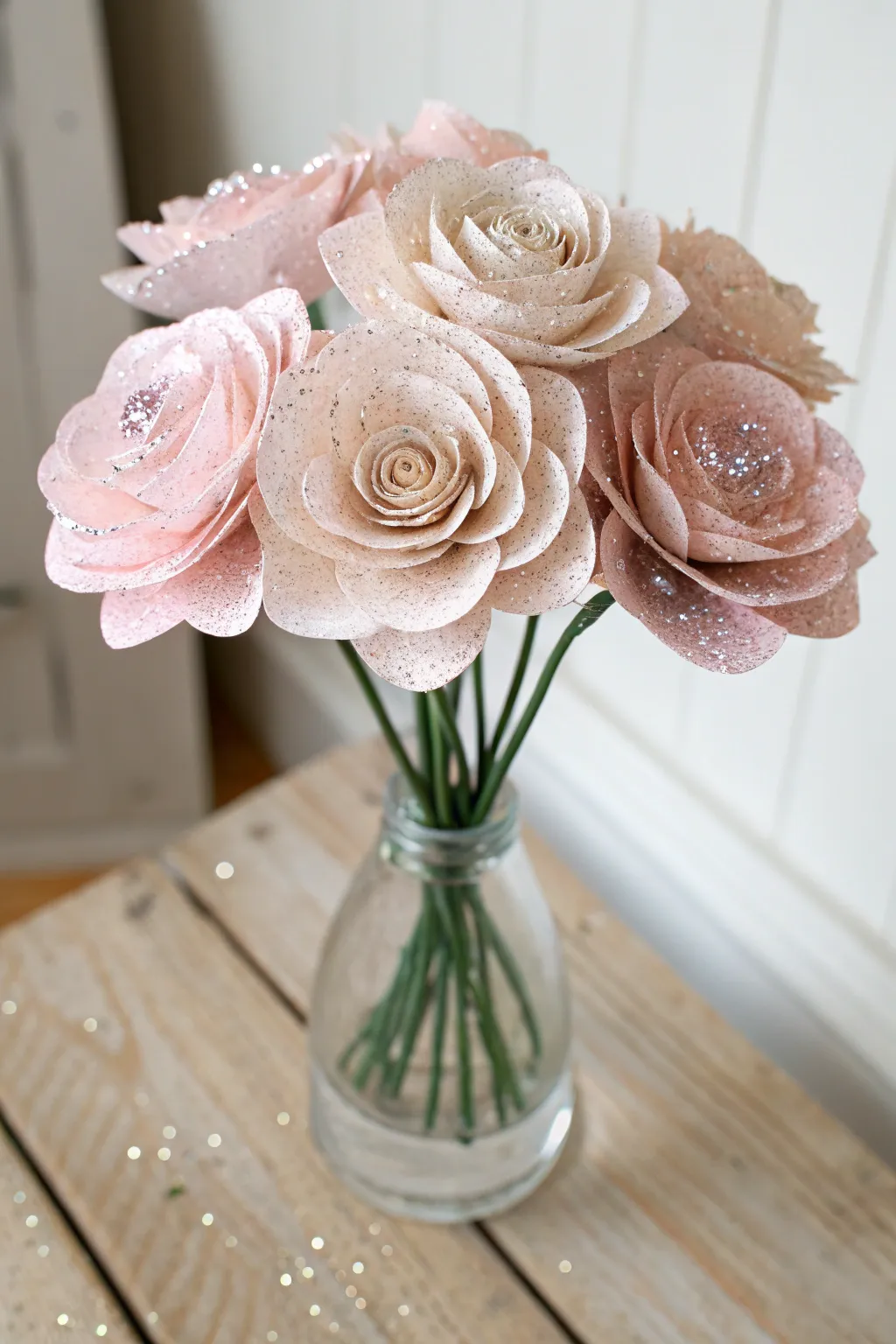 Add a touch of sparkle to your Mother's Day with this glittery paper flower bouquet!