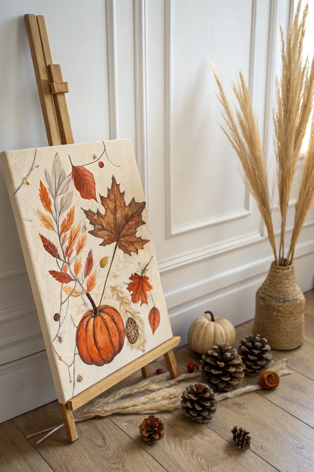 Embrace the beauty of fall with a minimalist canvas that captures the essence of the season's warmth and coziness. 🍂 #MothersDayArt #ScandinavianBoho