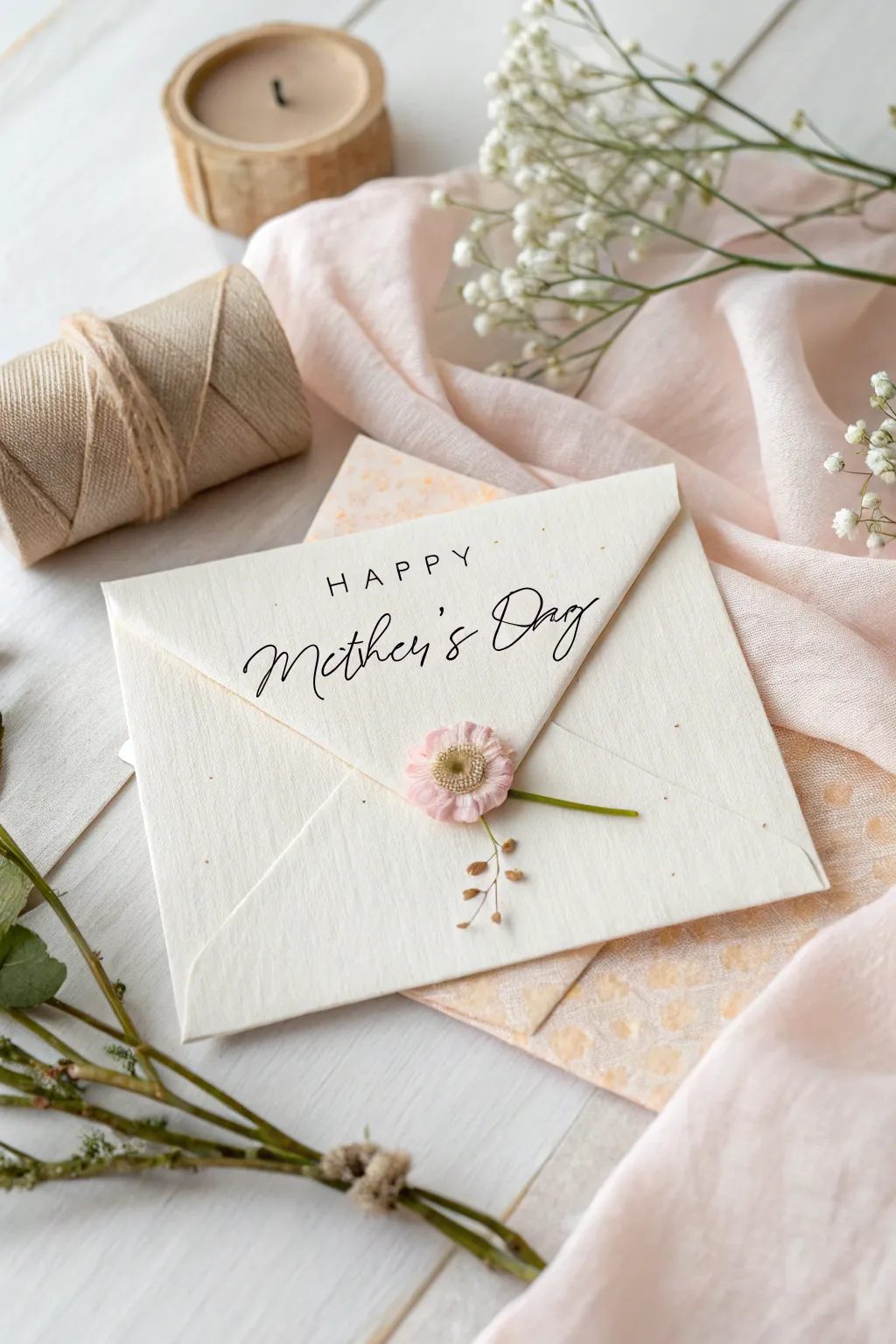 Delight in simplicity: A charming mini envelope card for Mother's Day, blending minimalist and boho elegance.