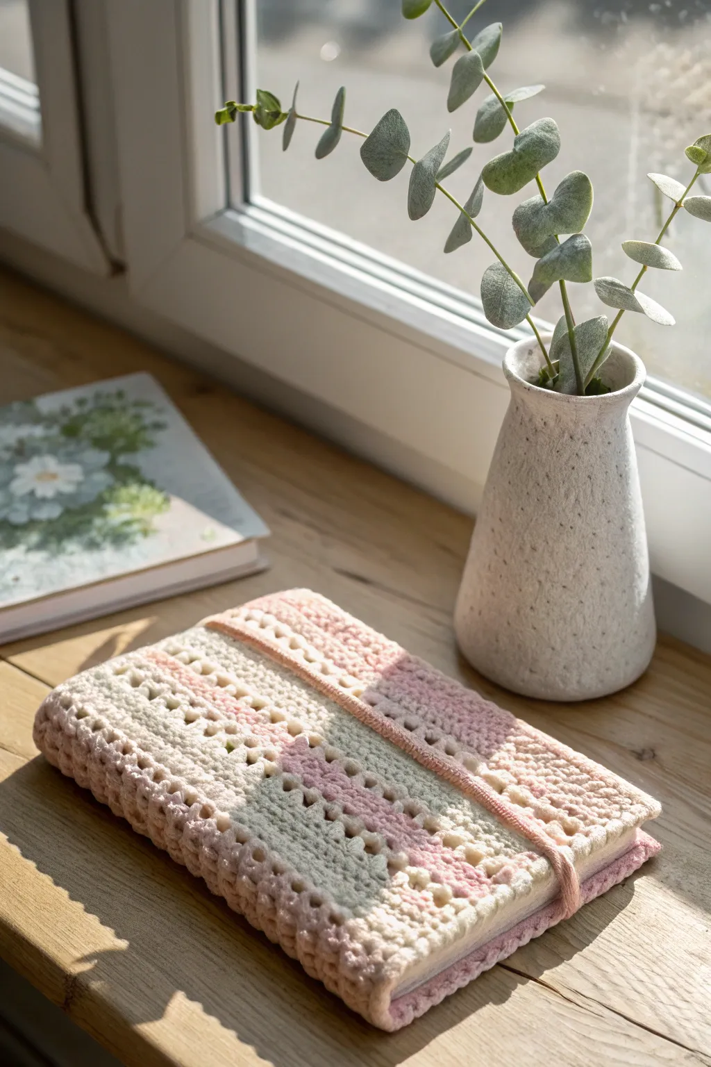 Protect her favorite stories with a lovingly crocheted book sleeve, where craftsmanship meets minimalist elegance.
