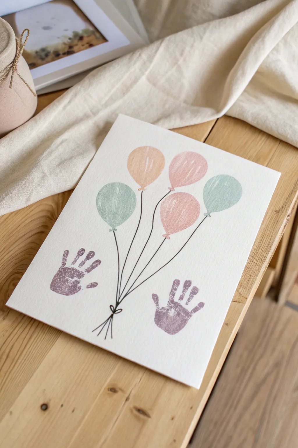 Celebrate Mother's Day with a touch of handmade charm: a handprint balloon bouquet card that lifts the spirit.