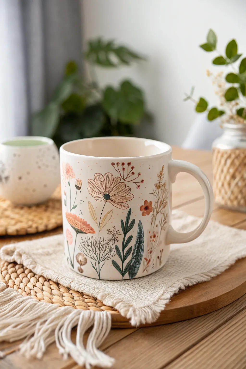 Embrace creativity with a whimsical garden of abstract flowers on your favorite mug.