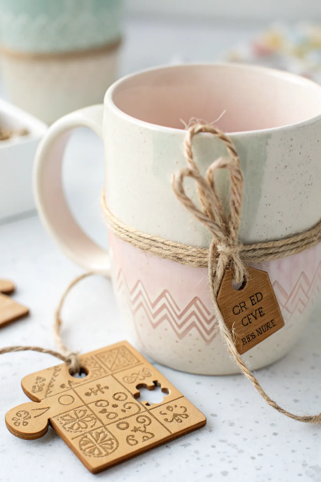 Gift with a twist: A mug that surprises with a puzzle, wrapped in elegance and intrigue.