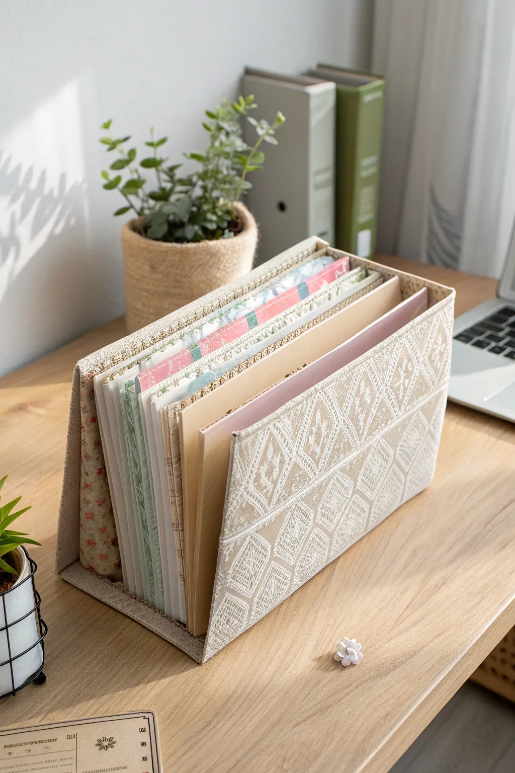 Organize your thoughts with elegance and simplicity using this handcrafted accordion file folder.