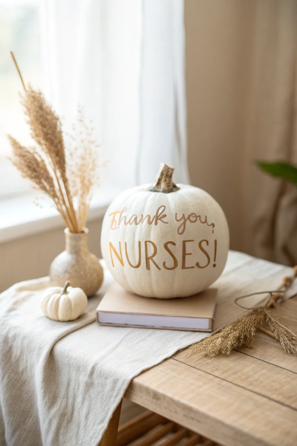 A simple yet meaningful tribute carved in pumpkin—expressing gratitude to our healthcare heroes with natural elegance.