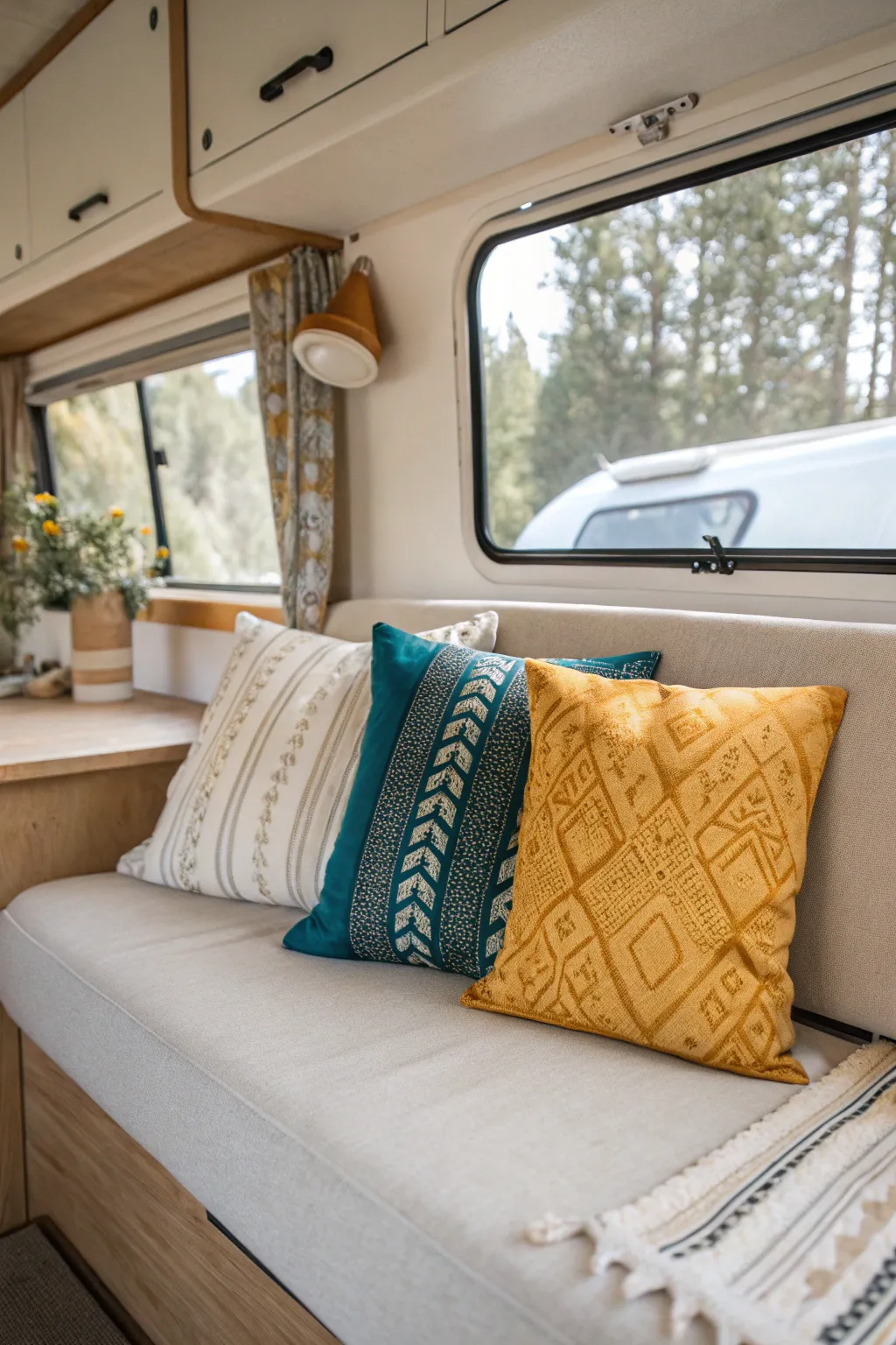 Transform your camper's look with a splash of color—one vibrant pillow at a time!