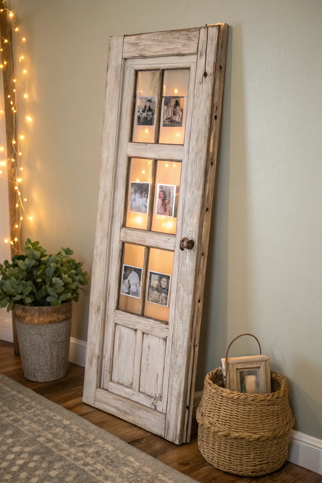 Transform an old door into a glowing masterpiece with LED-lit memories.