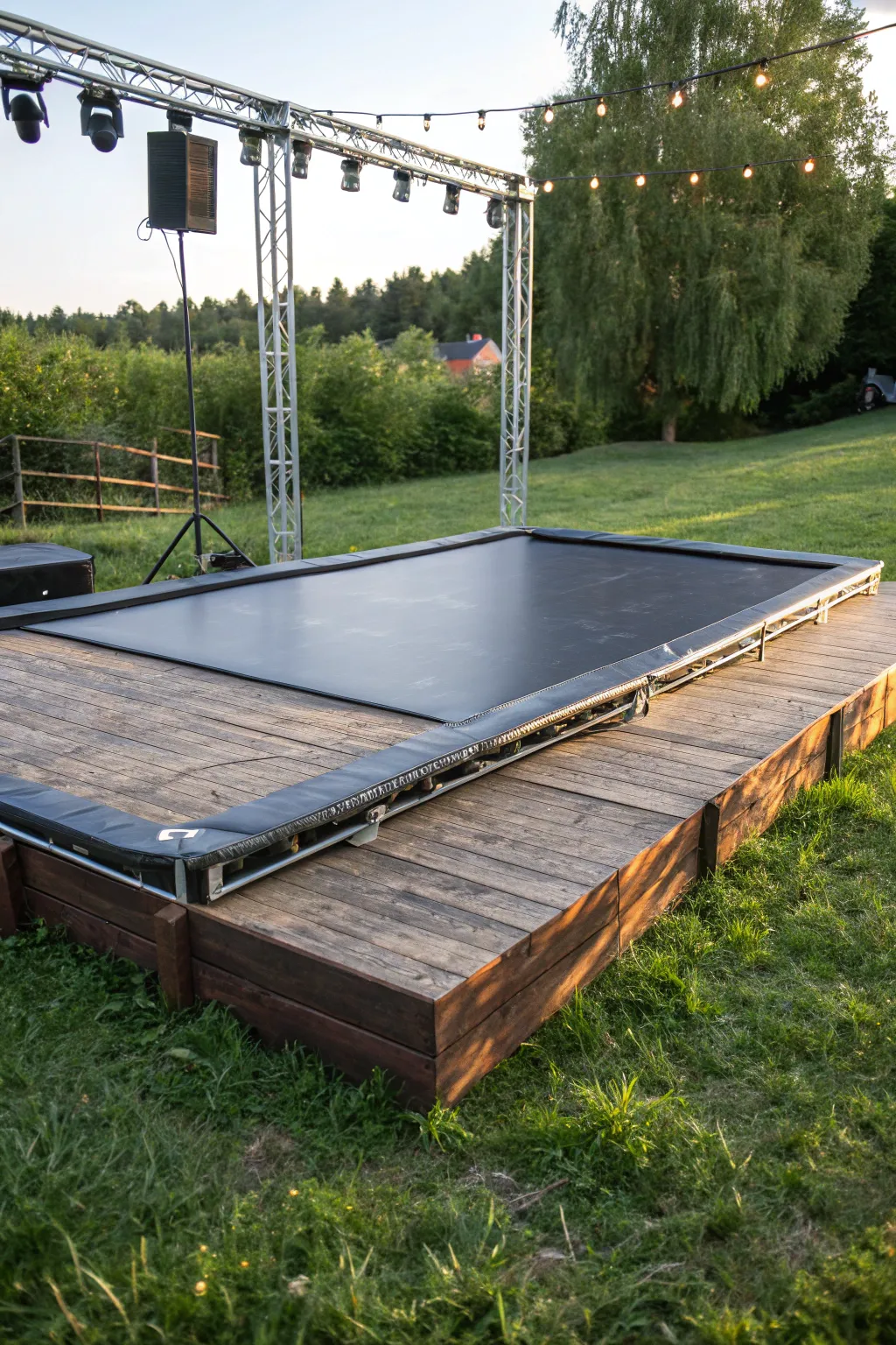 Transform your backyard into a performance haven with a DIY trampoline mat stage!