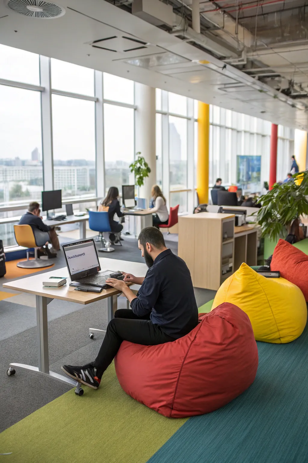 Diverse seating options catering to different work styles.