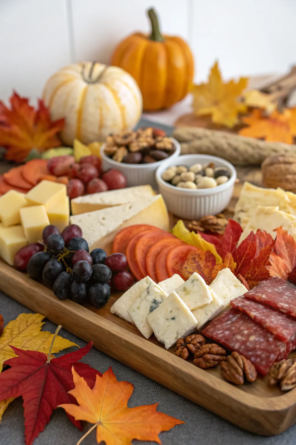 Autumn leaves bring a festive fall atmosphere.