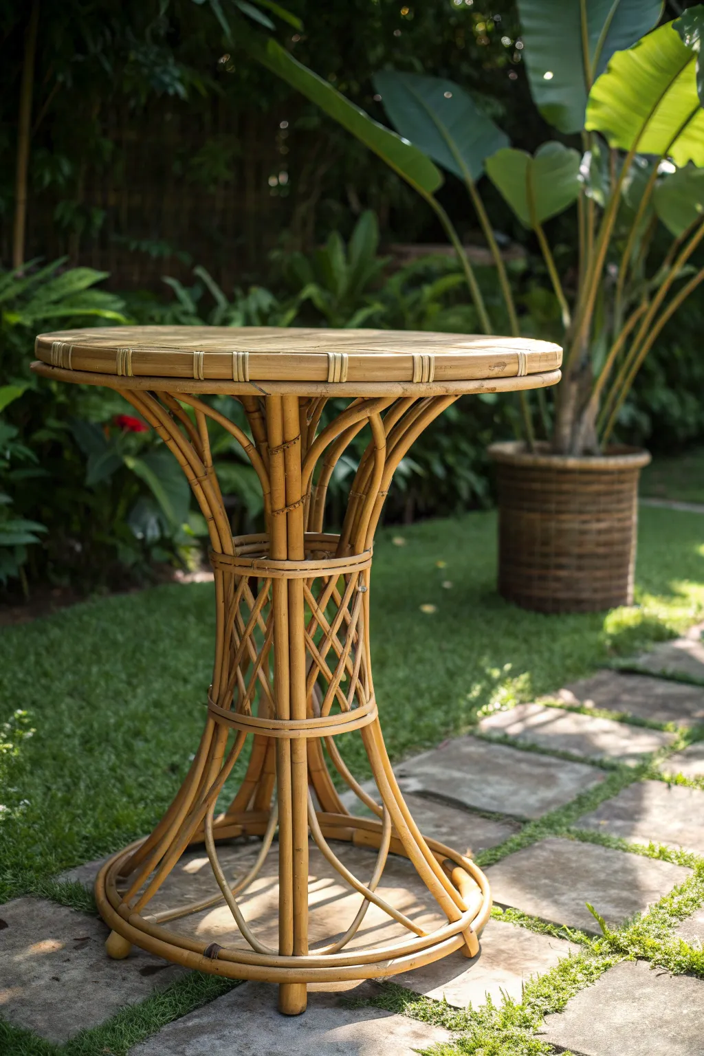 Embrace the natural allure of bamboo with this stunning table base, perfect for your outdoor oasis.