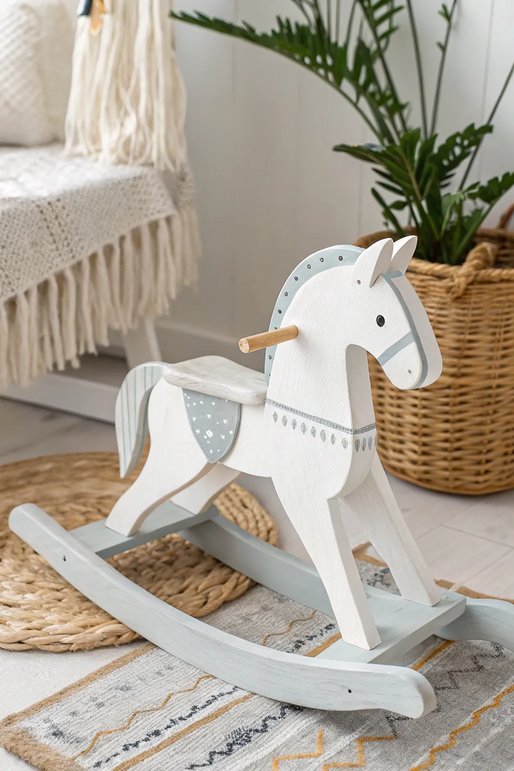 Minimalist Marvel: A timeless wooden rocking horse that blends simplicity with elegance.