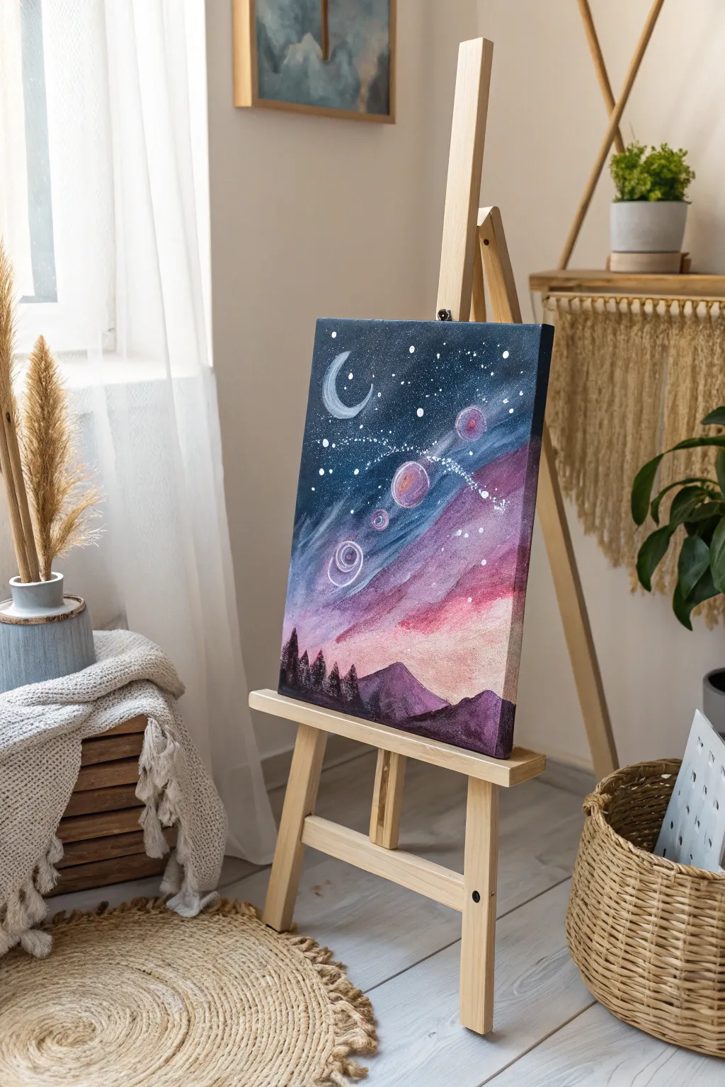 Unlock a universe of dreams with this handcrafted galaxy artwork - where simplicity meets cosmic wonder.