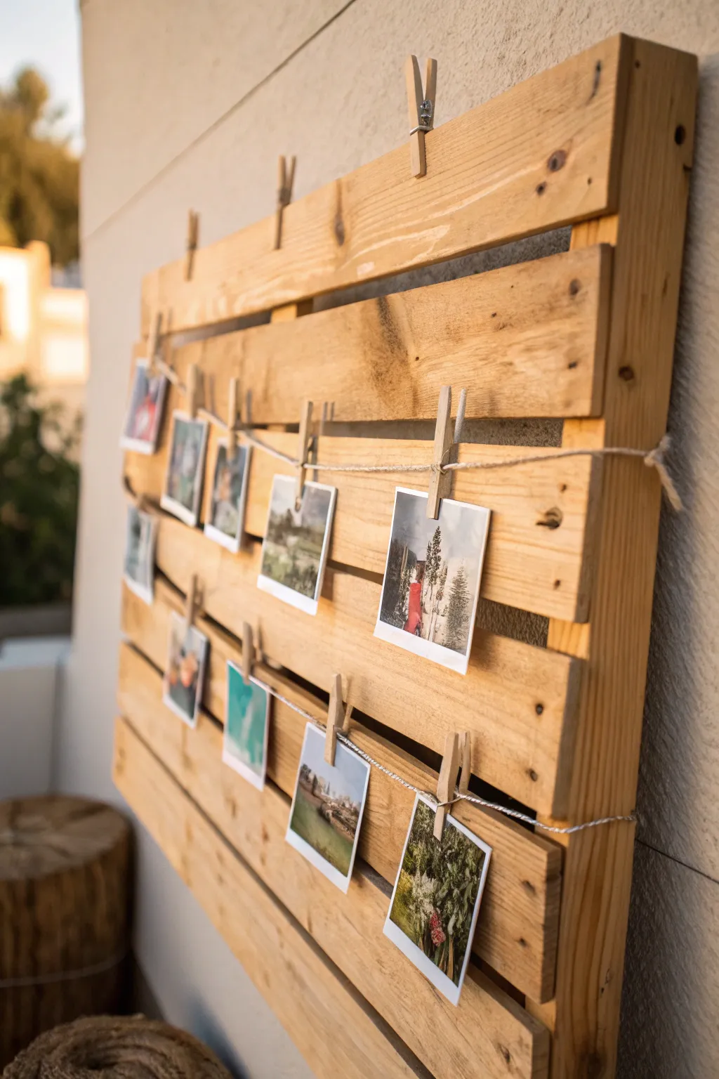 Capture memories with rustic charm: a pallet wood family photo display.