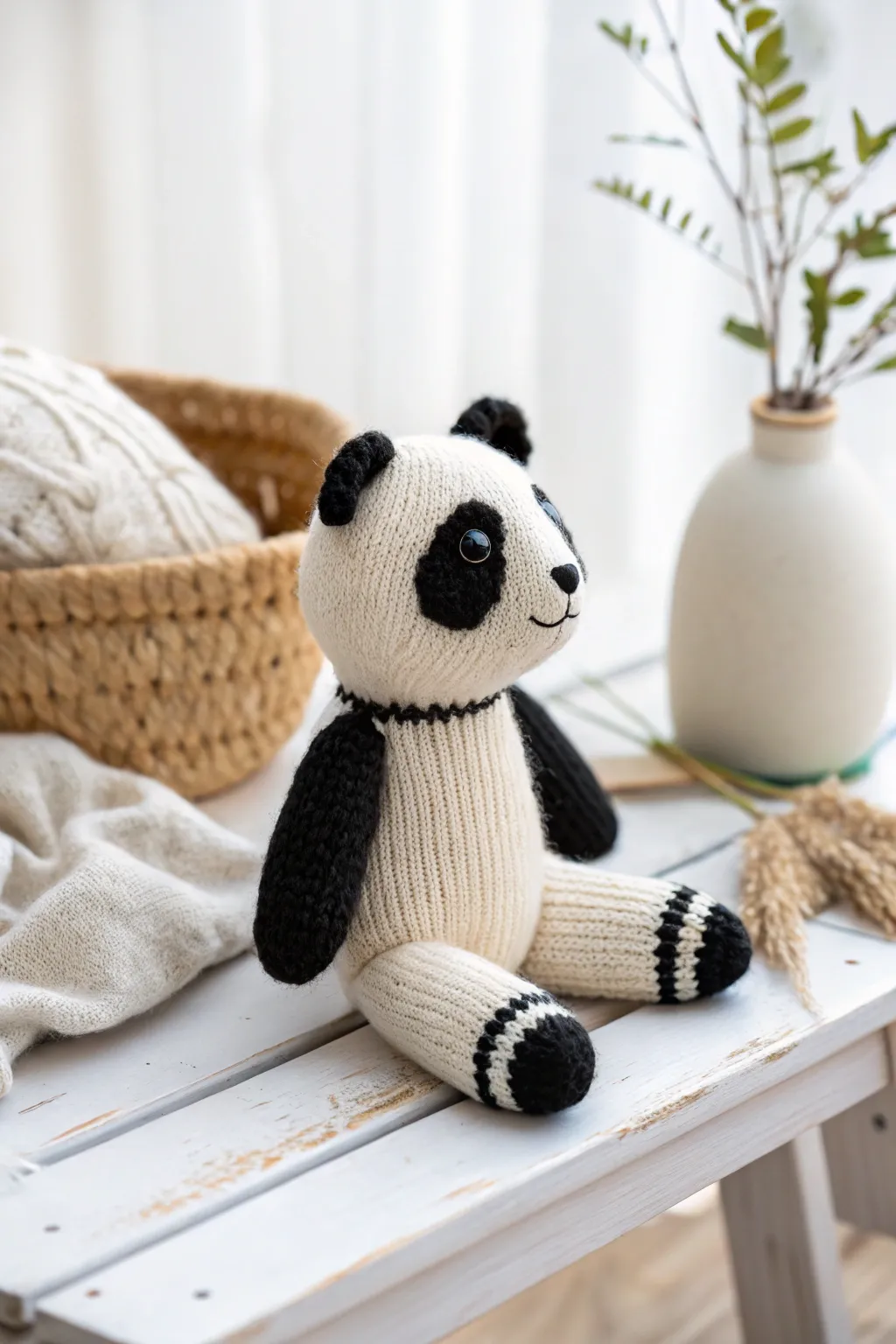 Craft your own charm: Minimalist sock panda for a cozy touch of whimsy.
