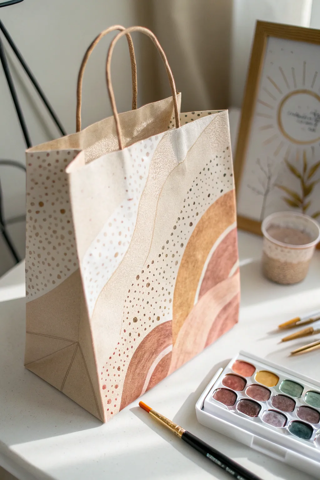 Discover the beauty of texture with hand-painted paper bags. Transform simple surfaces into tactile art pieces. #Craftsmanship #MinimalistArt