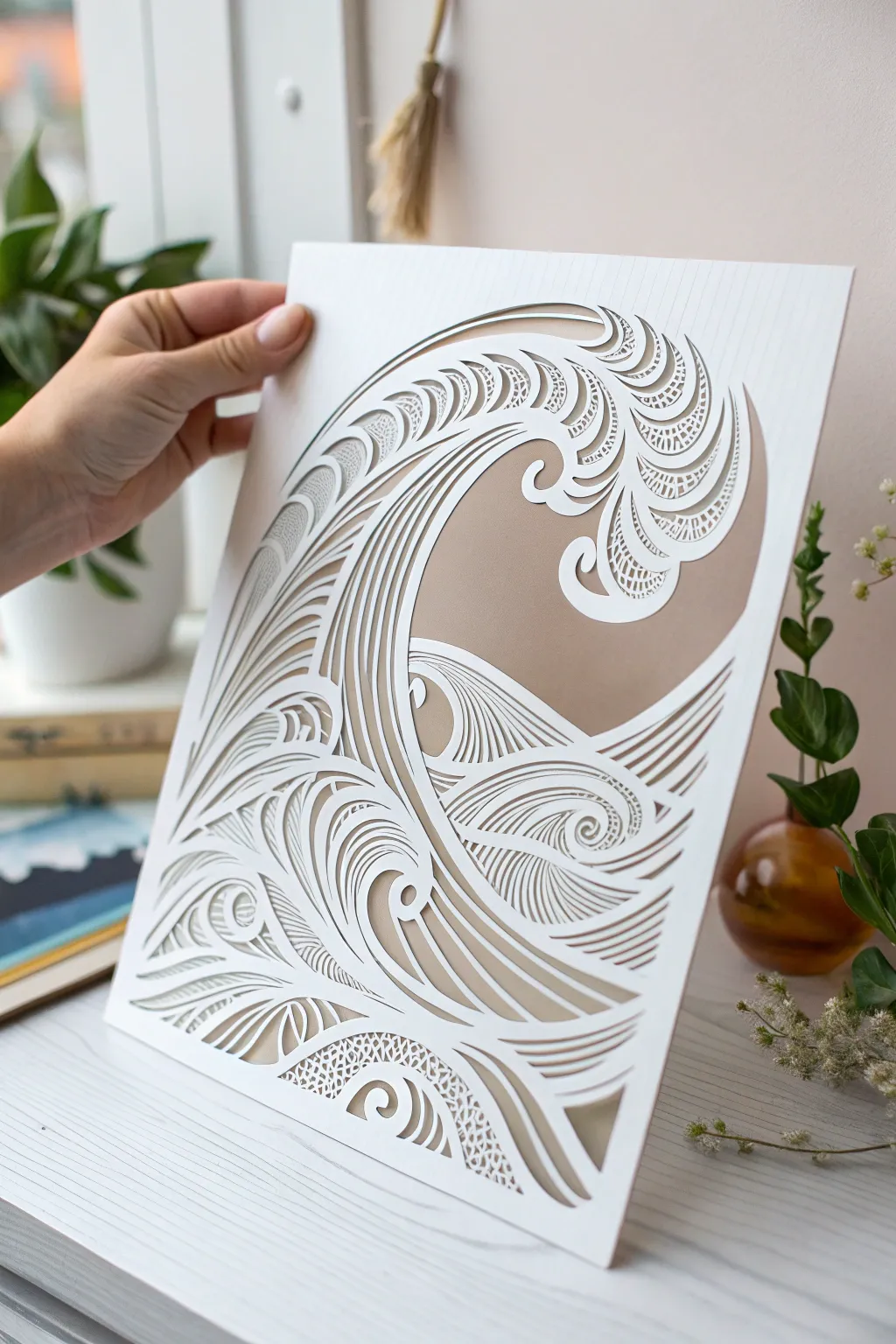 Bring the soothing essence of the ocean into your home with these elegant paper-cut waves.