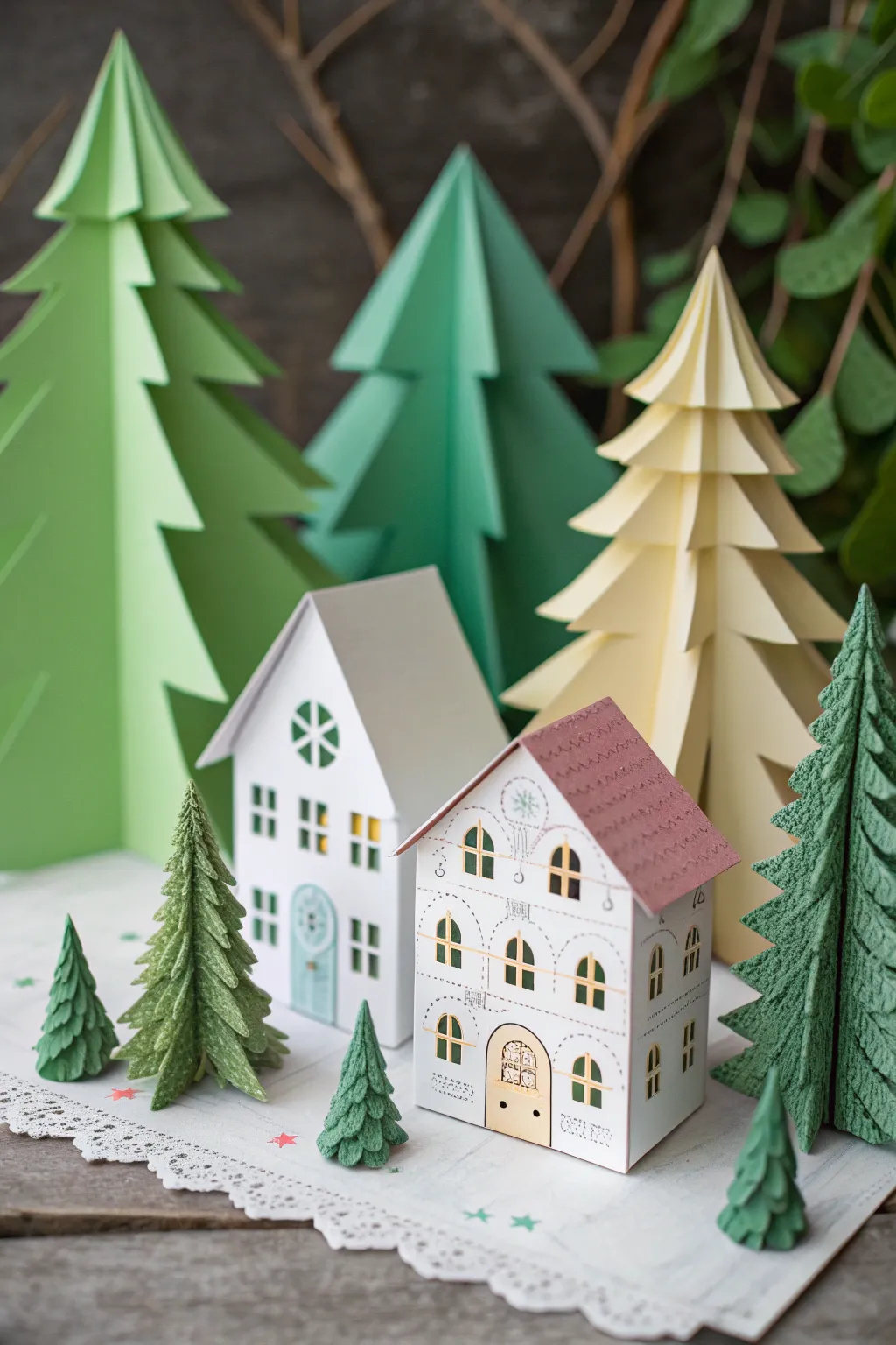 Discover the charm of a handcrafted mini paper village nestled in a lush forest of creativity. 🌿🏡✨
