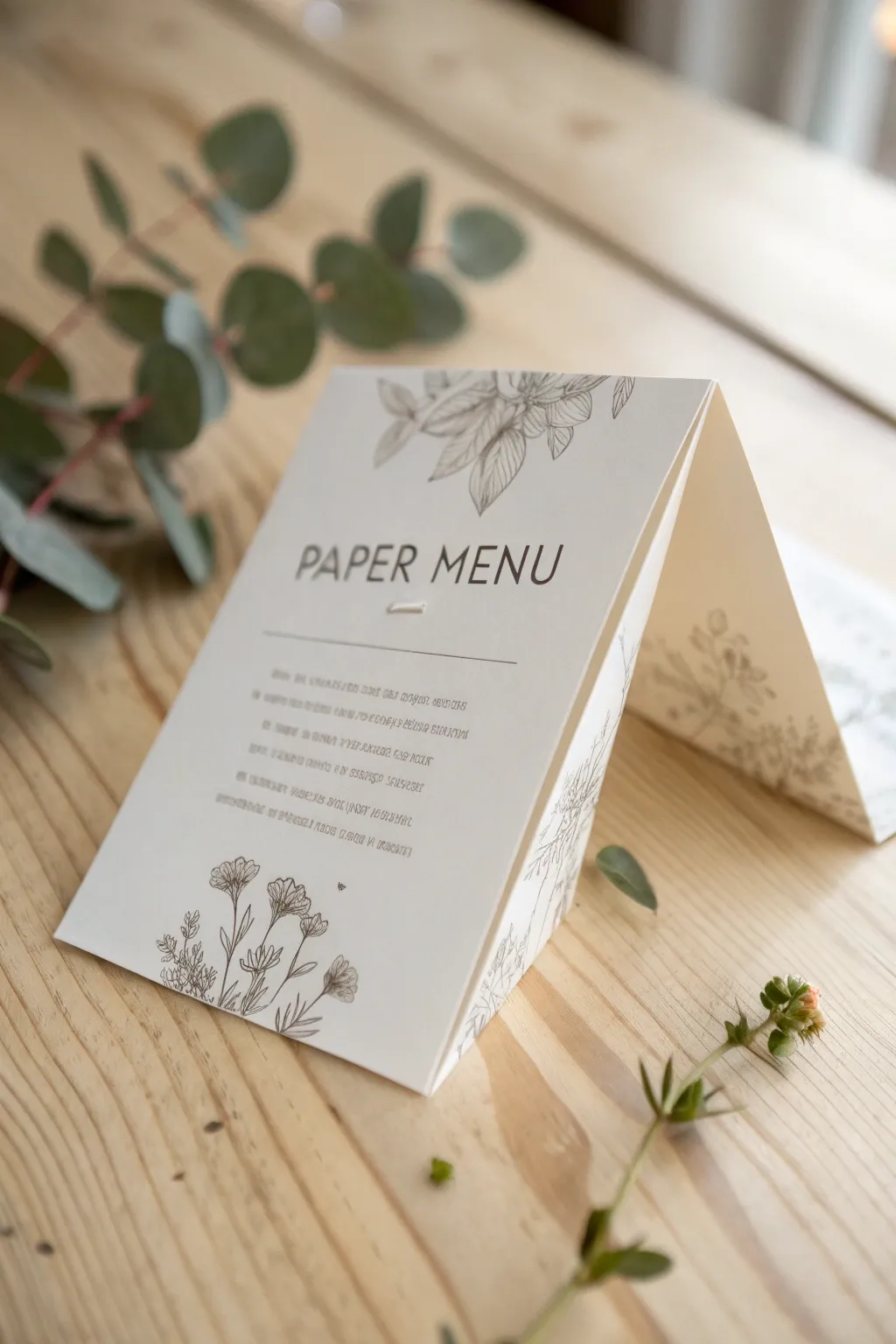 Elevate your dining experience with an interactive menu that blends minimalist elegance with a touch of boho flair.