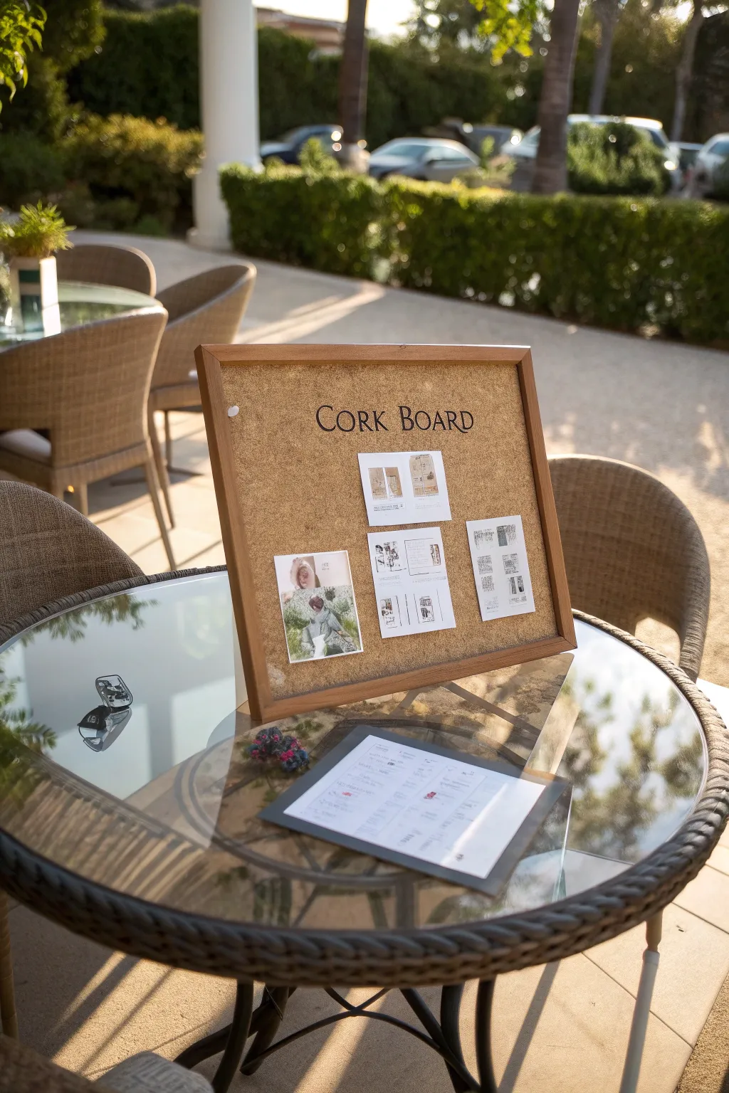Elevate your outdoor space with a cork board tabletop – where style meets sustainability.