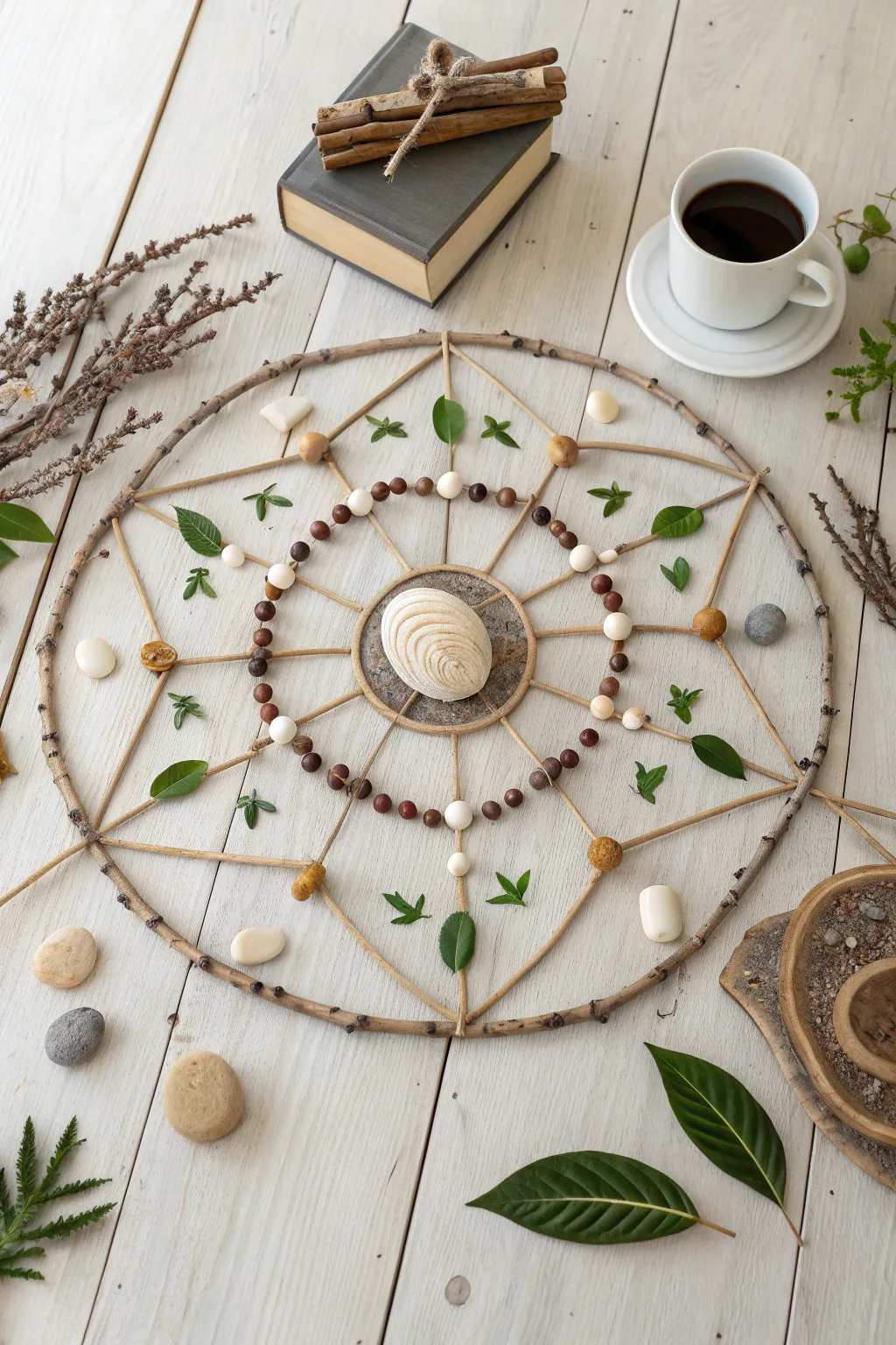 Capture the essence of your day with a personal mandala, blending simplicity and natural beauty.