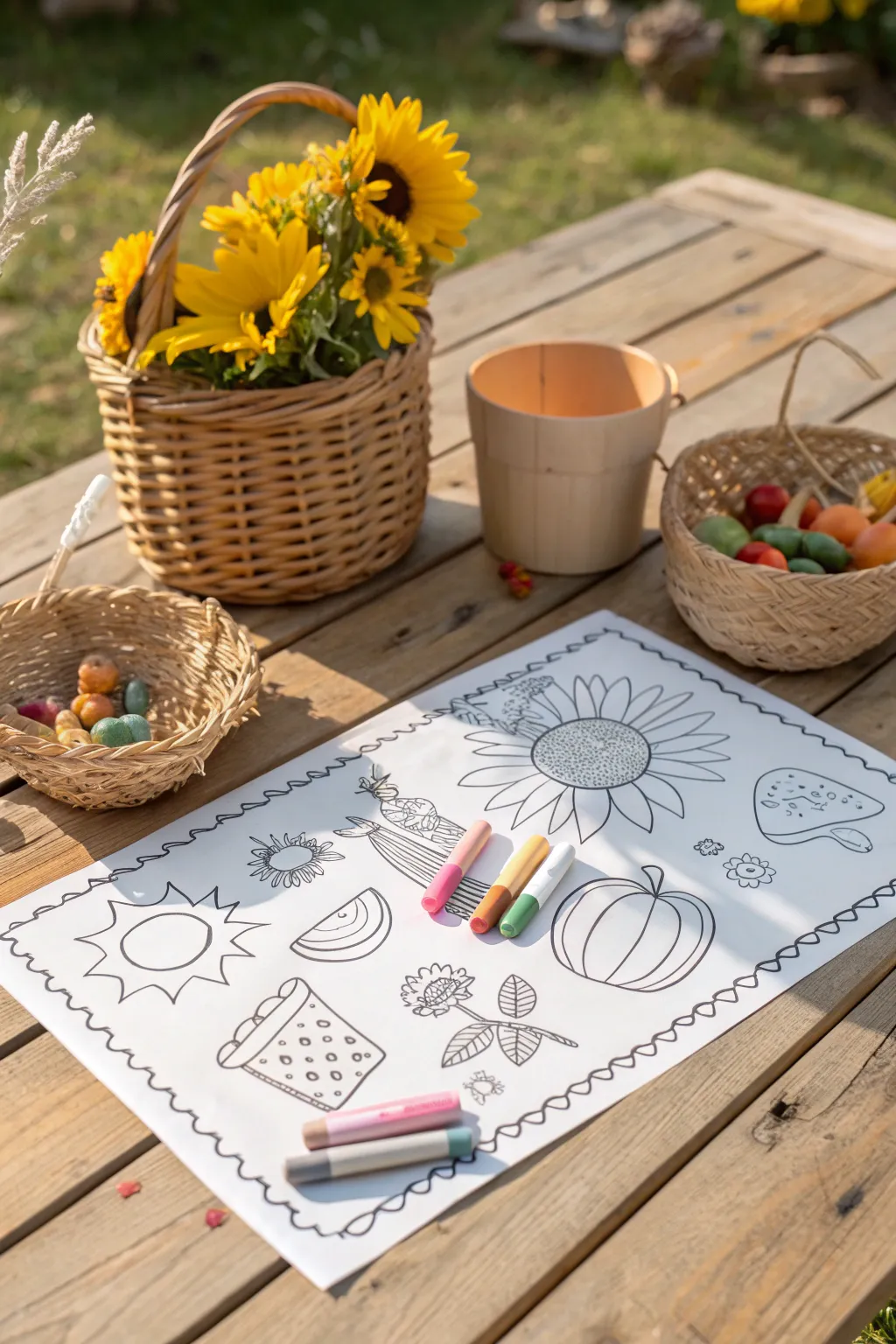 Inspire creativity at your next picnic with charming coloring placemats for little artists.