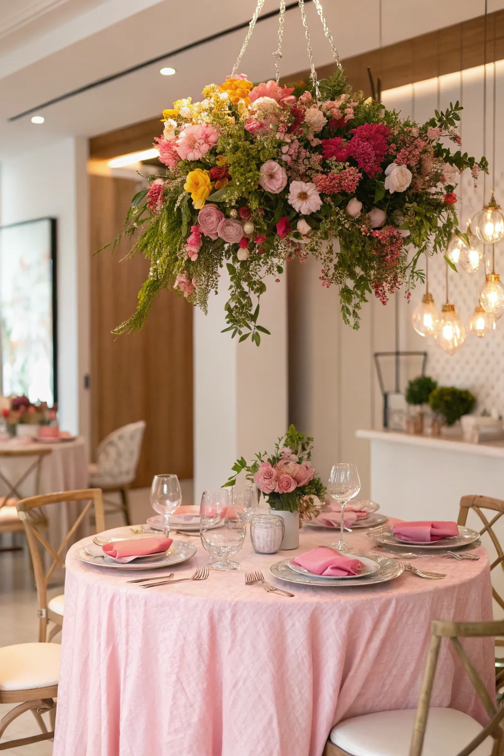 A stunning hanging centerpiece for added drama.