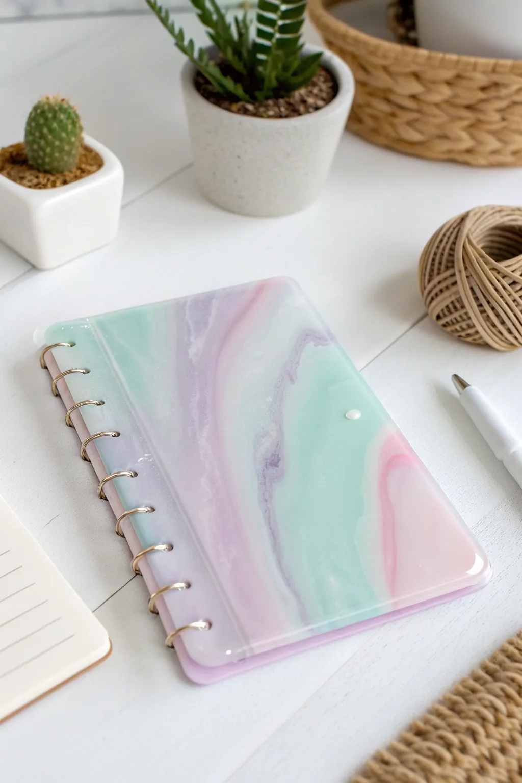 Elevate your planning with stunning epoxy resin tabs that blend modern shine with natural charm.