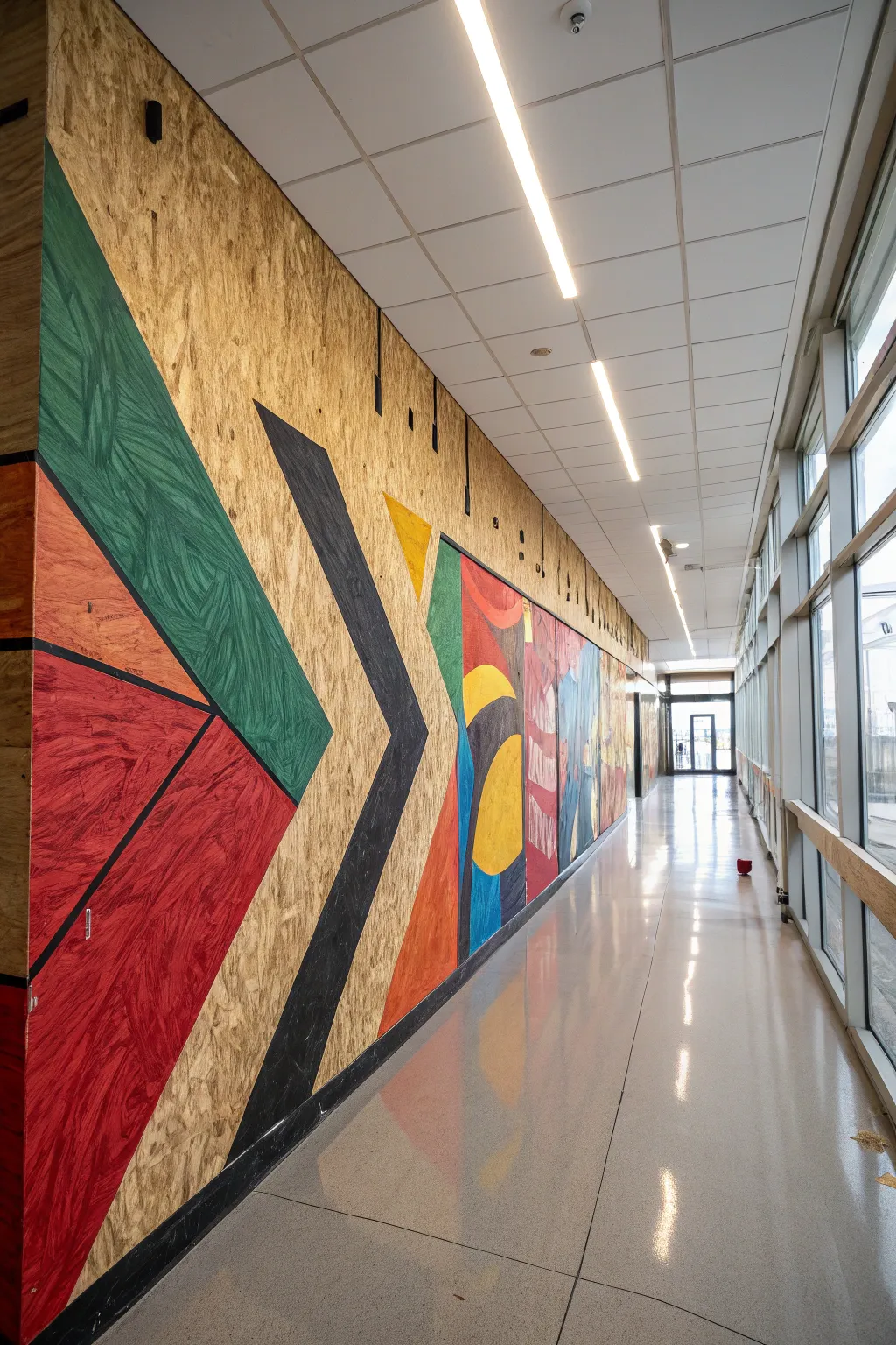 Transform your space with a stunning plywood mural that captures both art and texture.