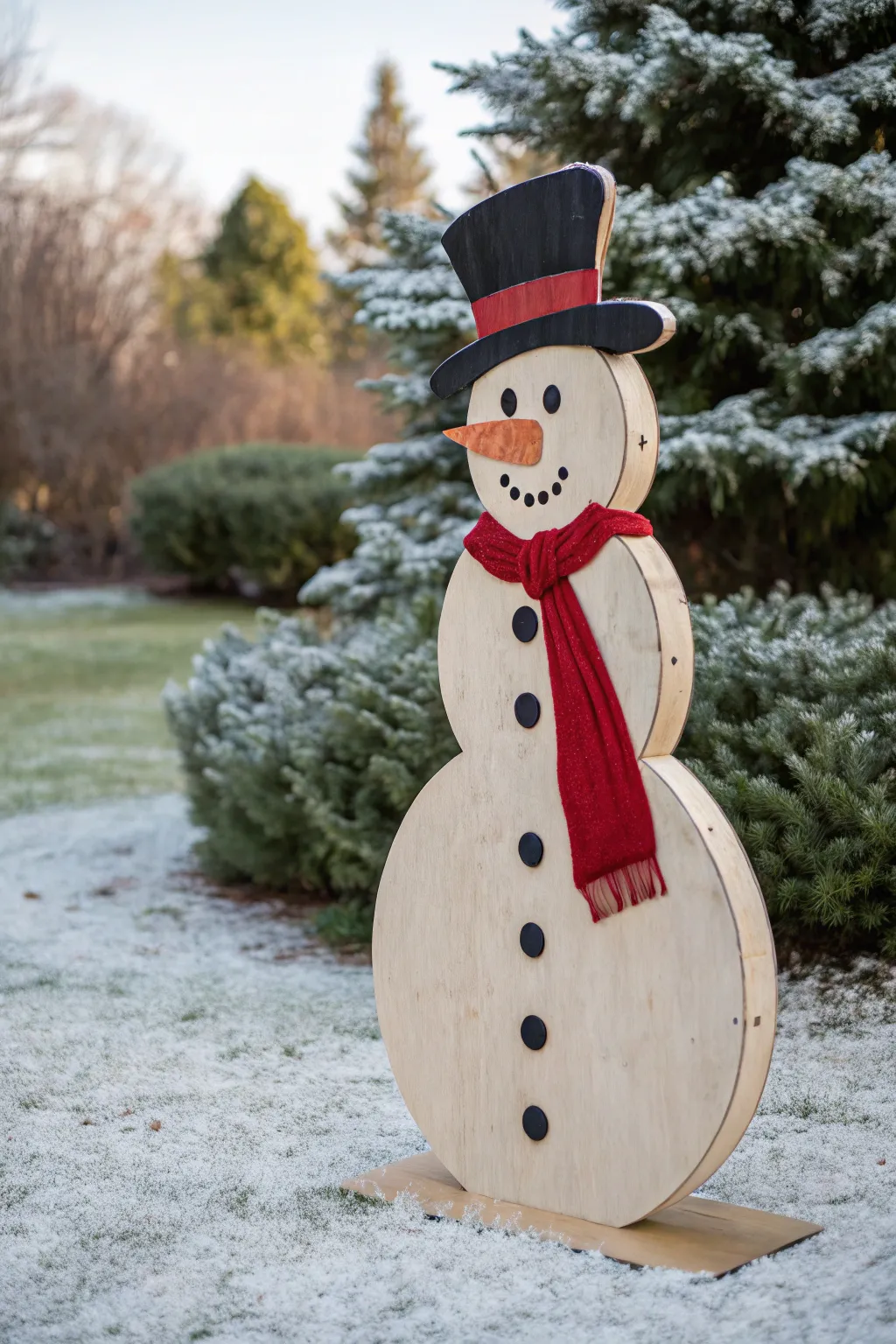 Welcome winter with a charming plywood snowman, spreading smiles and seasonal cheer!