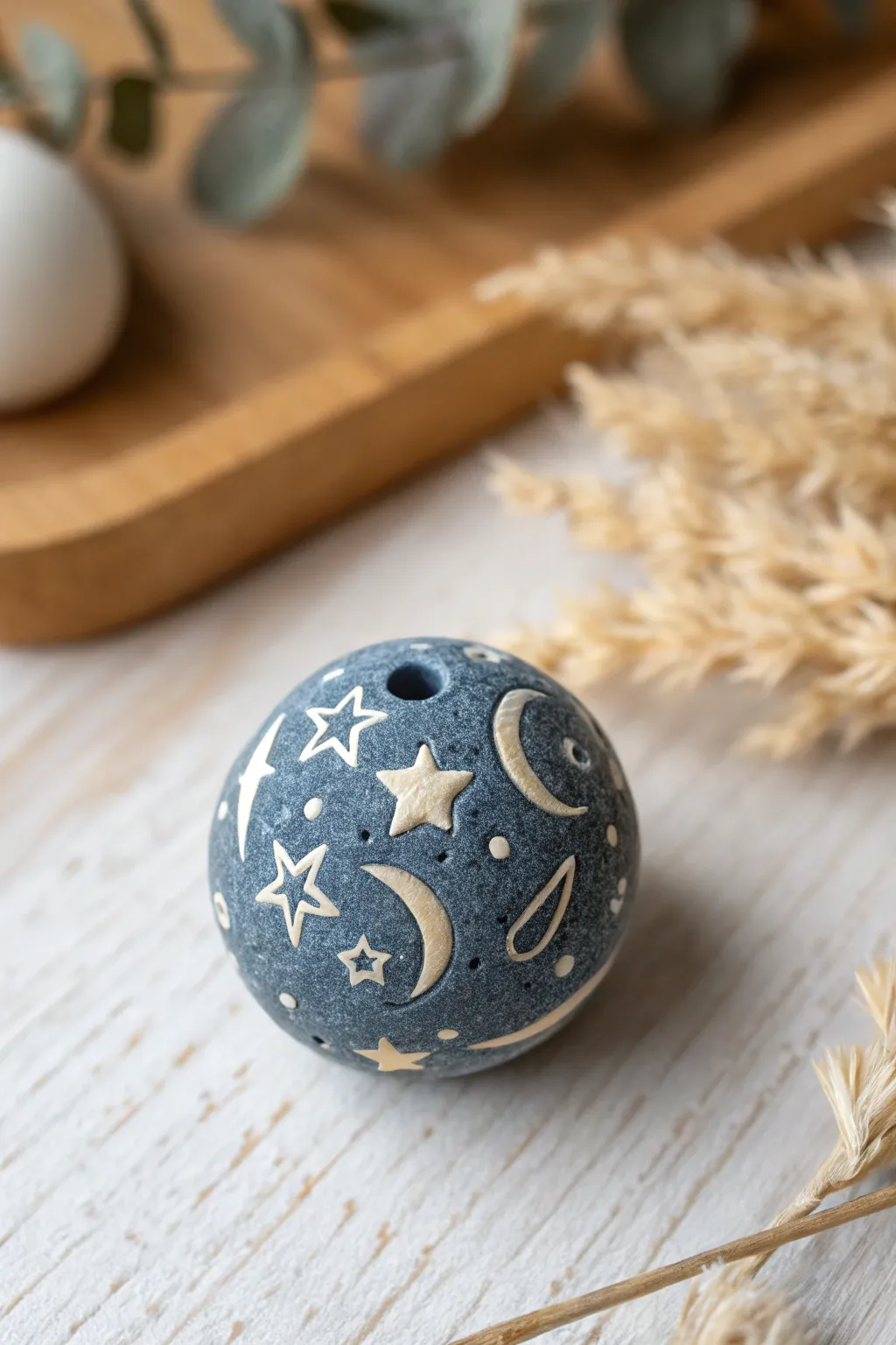 Embrace the night sky with this celestial-inspired polymer clay bead, perfect for adding a dreamy touch to your jewelry collection.