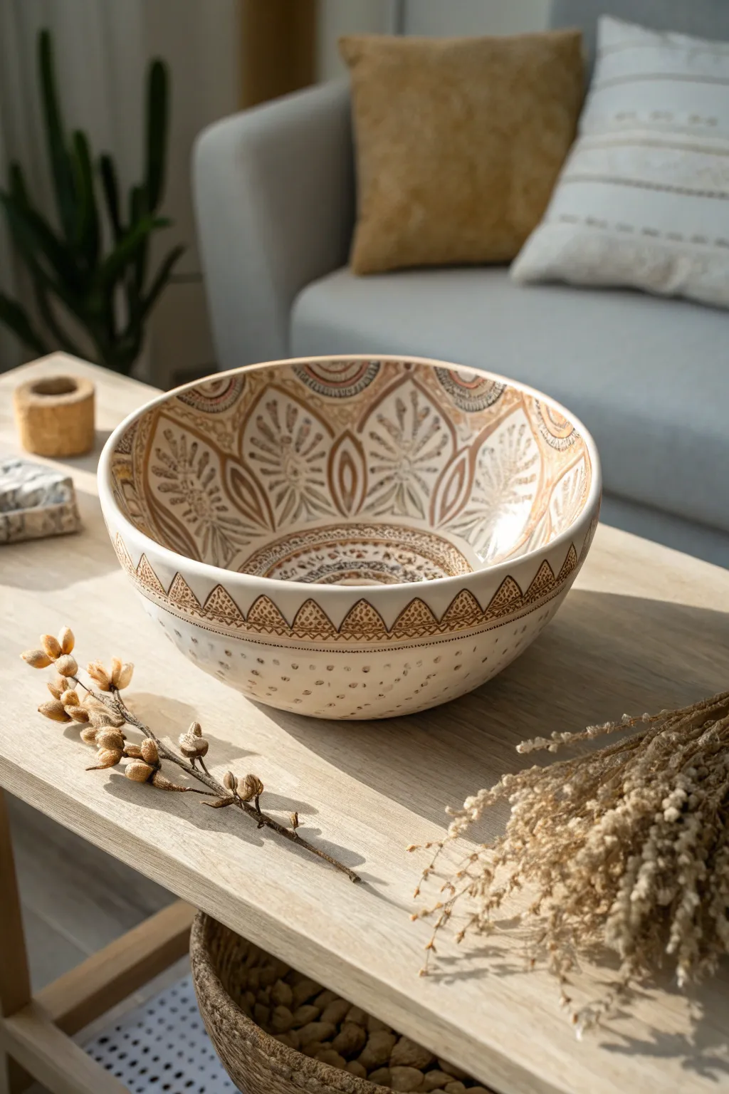 Elevate your coffee table with this stunning polymer clay decorative bowl, where craftsmanship meets minimalist elegance.
