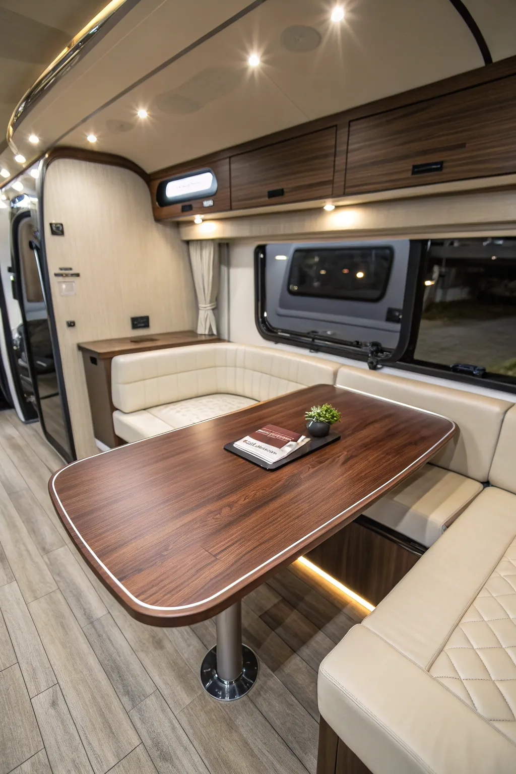 Elevate your camper experience with a versatile foldable dining table—where style meets functionality.
