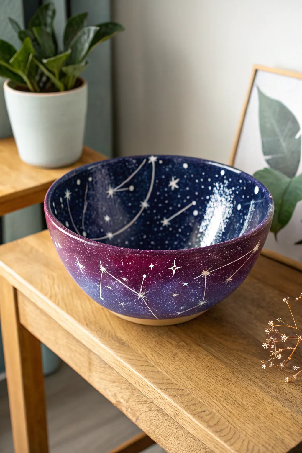 Discover the cosmos in your hands with this galaxy pottery bowl, where art meets the universe in a minimalist aesthetic.