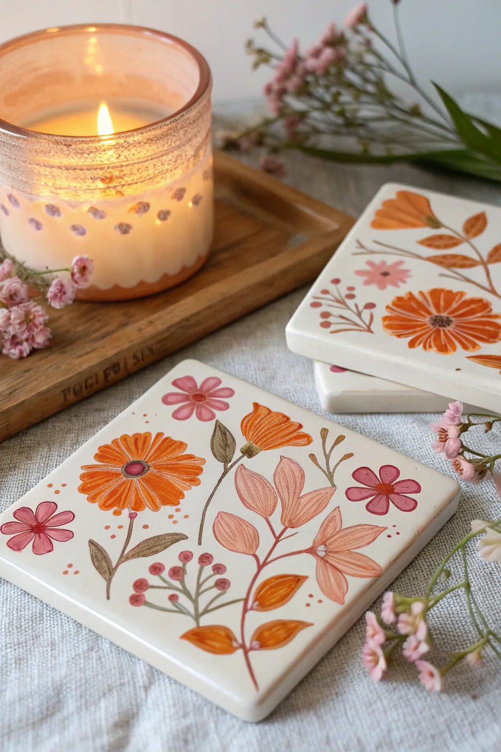 Illuminate your space with the serene beauty of sunset-inspired floral pottery.