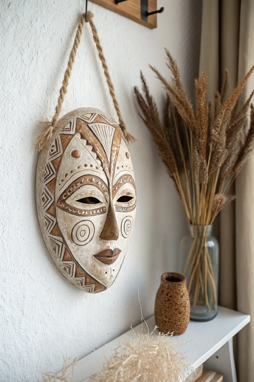 Unveil the magic of folklore with this captivating clay mask, perfect for adding a touch of mystery and elegance to your space.