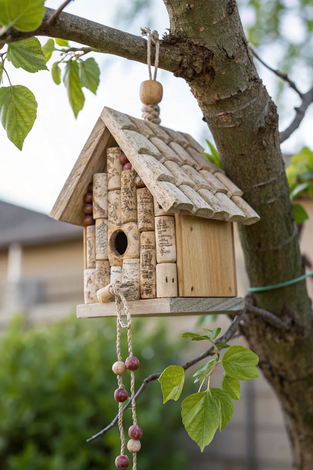 Invite nature’s beauty with this charming cork birdhouse—a perfect blend of simplicity and elegance.