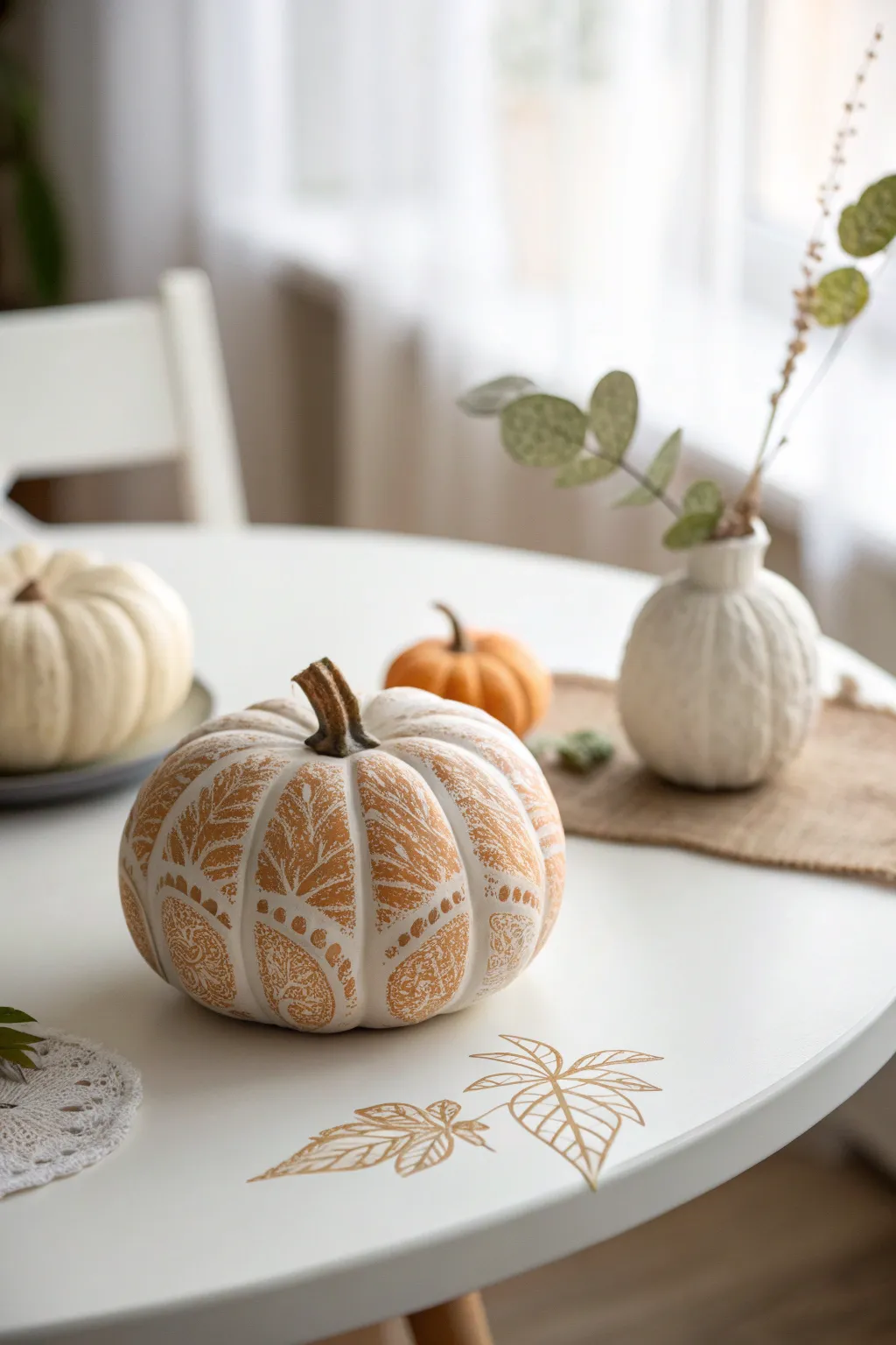 Discover the charm of textured pumpkin art with everyday household stamps!