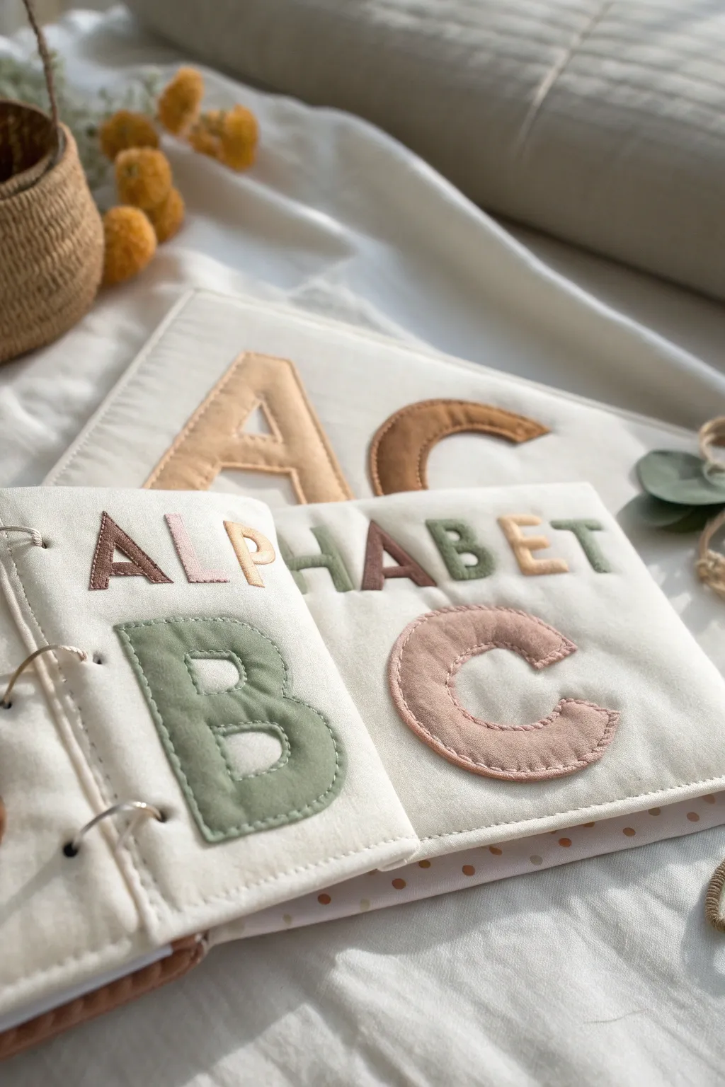 Embark on an Alphabet Adventure with this beautifully crafted quiet book page—where letters come to life through touch and texture.