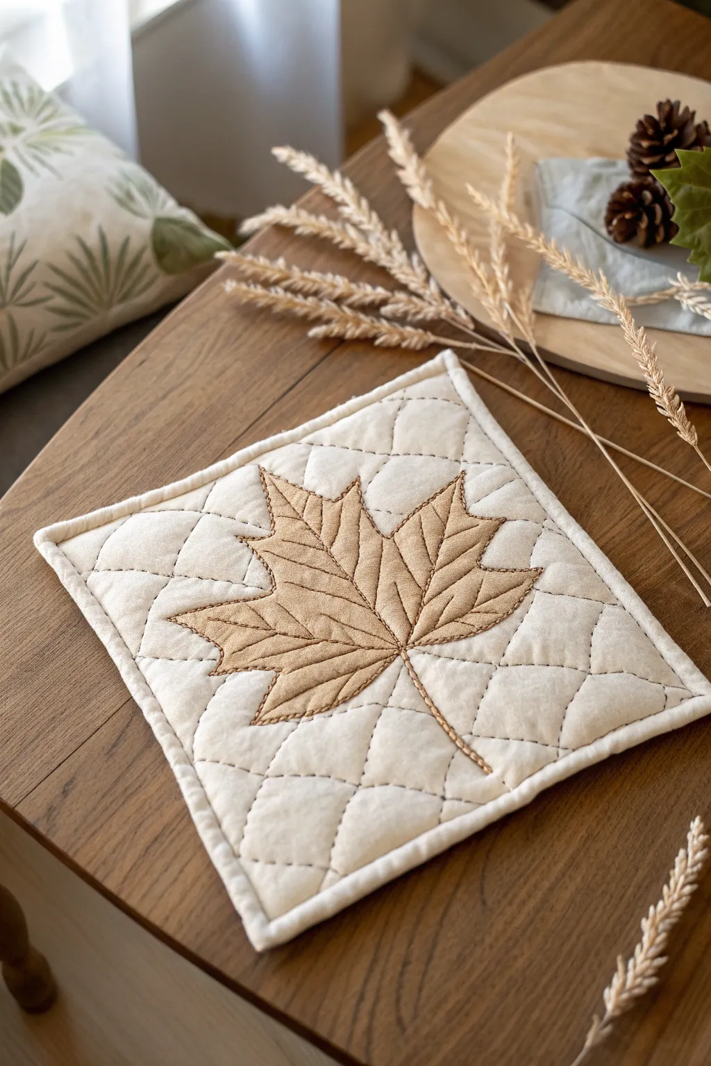 Embrace the tranquility of nature with this beautifully crafted quilt square, perfect for bringing a touch of the outdoors into your home.