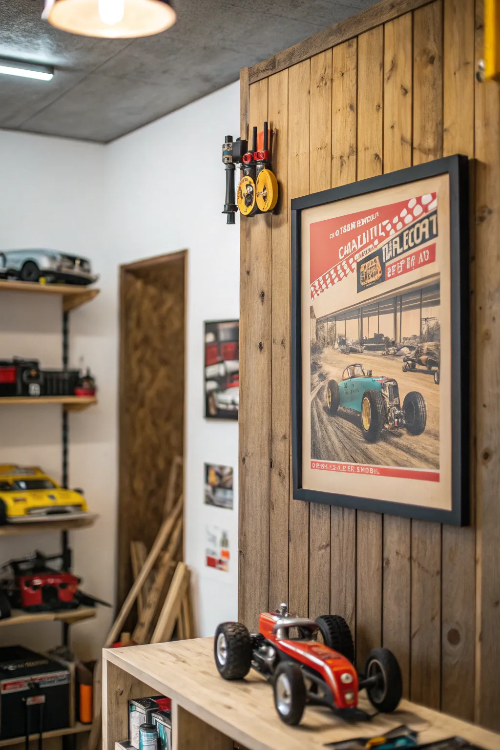 Elevate your RC workshop with vintage flair and inspiring wall art.