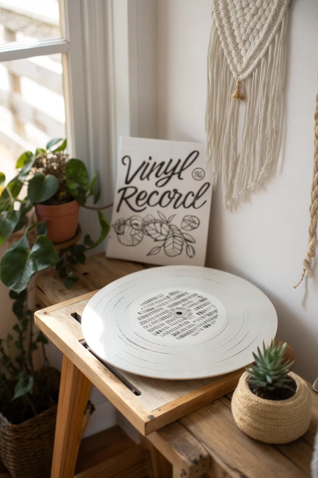 Inspiration spins on vinyl: find beauty in simplicity with hand-lettered quotes.