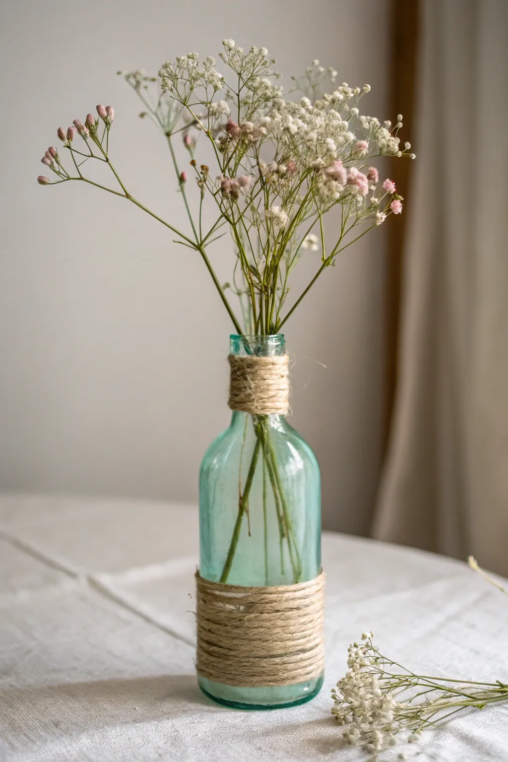 Transform your space with eco-friendly elegance: a recycled glass bottle vase that brings nature and minimalist beauty together.