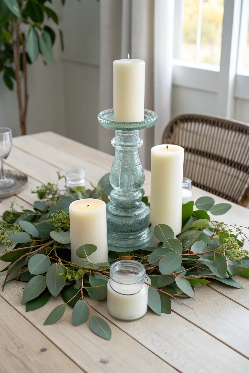 Crafted Elegance: Transform your table with repurposed glass insulator centerpieces.